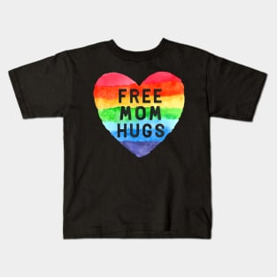 Free Mom Hugs LGBT Flag Gay Lesbian Pride Parades Kids T-Shirt